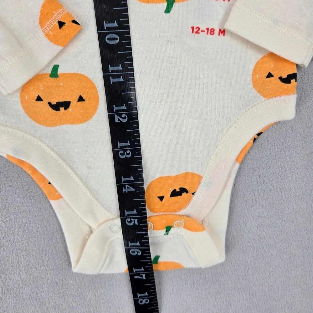 Old Navy NWT 12-18M Pumpkin Bodysuit Set Baby Fall Halloween Graphic 2PK